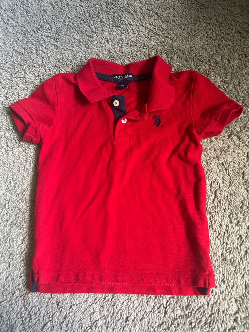 U.S. Polo Assn. Red Boys' Short-Sleeve Polo with Navy Logo Detail Size 3T